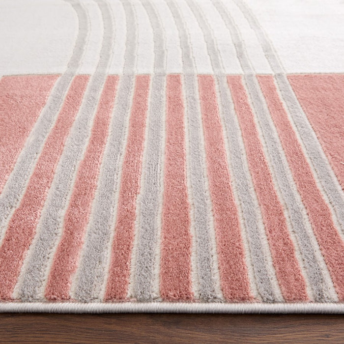 Lavin Rugs U5002 Betsi 5'3" x 7'6" Geo Rug, Cream Grey Pink/Pink