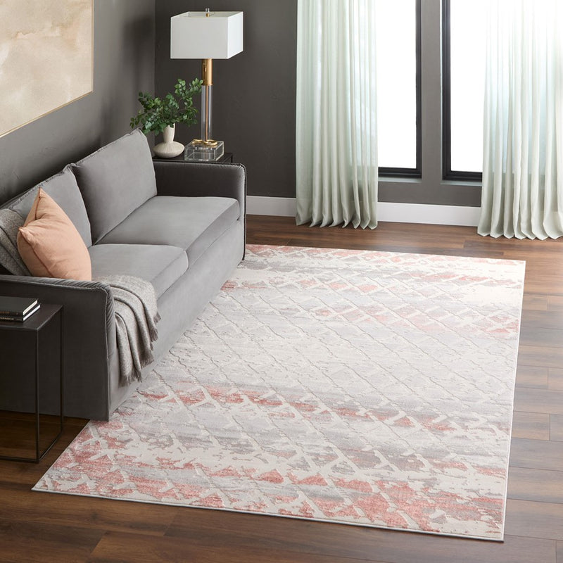 Lavin Rugs U5003 Betsi 2' x 3' Geometric Rug, Cream Grey Pink/Pink