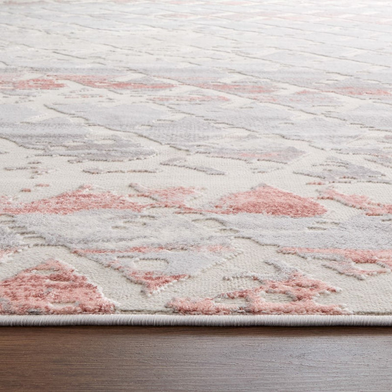 Lavin Rugs U5003 Betsi 2' x 3' Geometric Rug, Cream Grey Pink/Pink