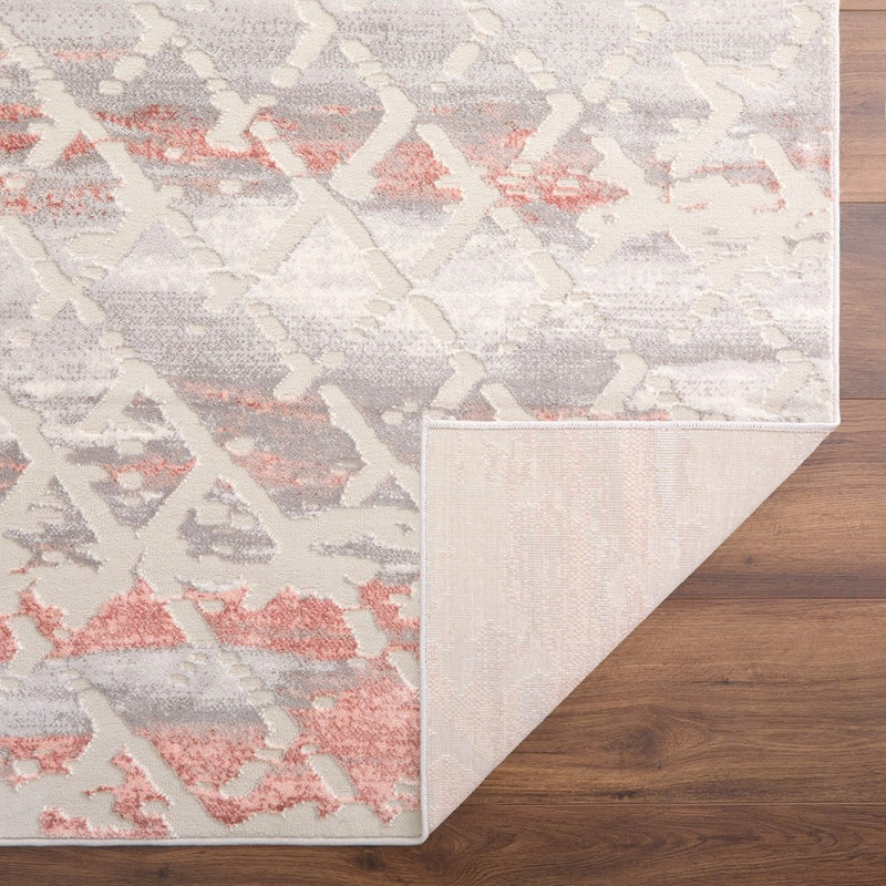 Lavin Rugs U5003 Betsi 2' x 3' Geometric Rug, Cream Grey Pink/Pink