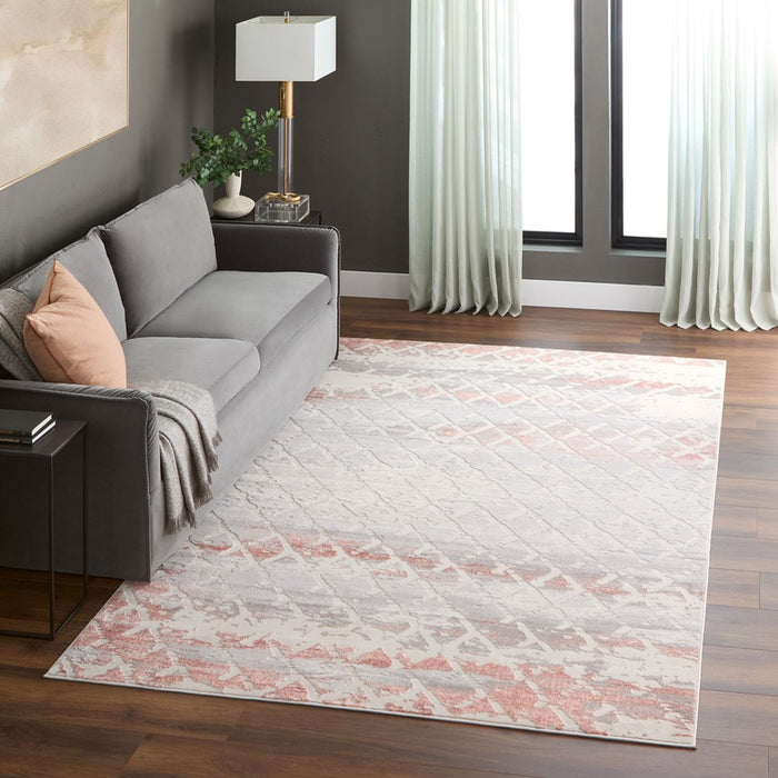 Lavin Rugs U5003 Betsi 5'3" x 7'6" Geo Rug, Cream Grey Pink/Pink