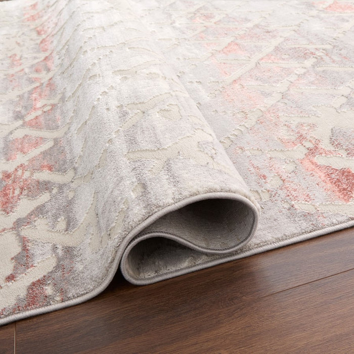 Lavin Rugs U5003 Betsi 7'10" x 10'10" Geo Rug, Cream Grey Pink/Pink