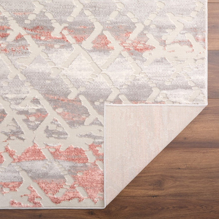 Lavin Rugs U5003 Betsi 7'10" x 10'10" Geo Rug, Cream Grey Pink/Pink