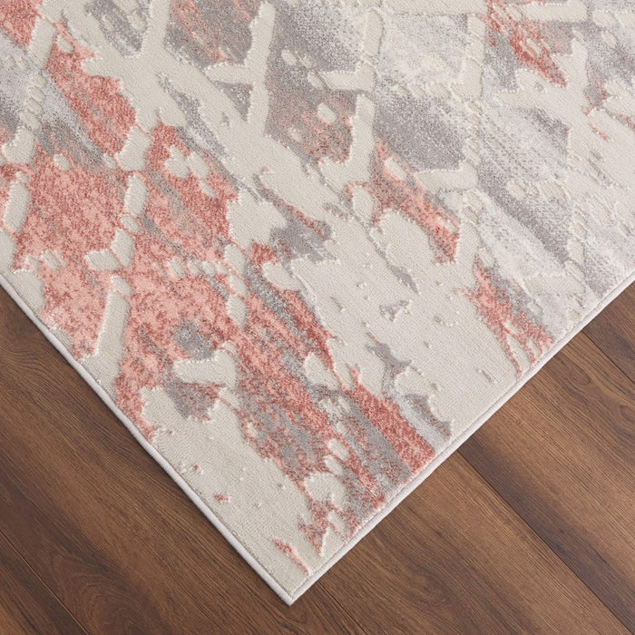 Lavin Rugs U5003 Betsi 9'10" x 13'2" Geo Rug, Cream Grey Pink/Pink