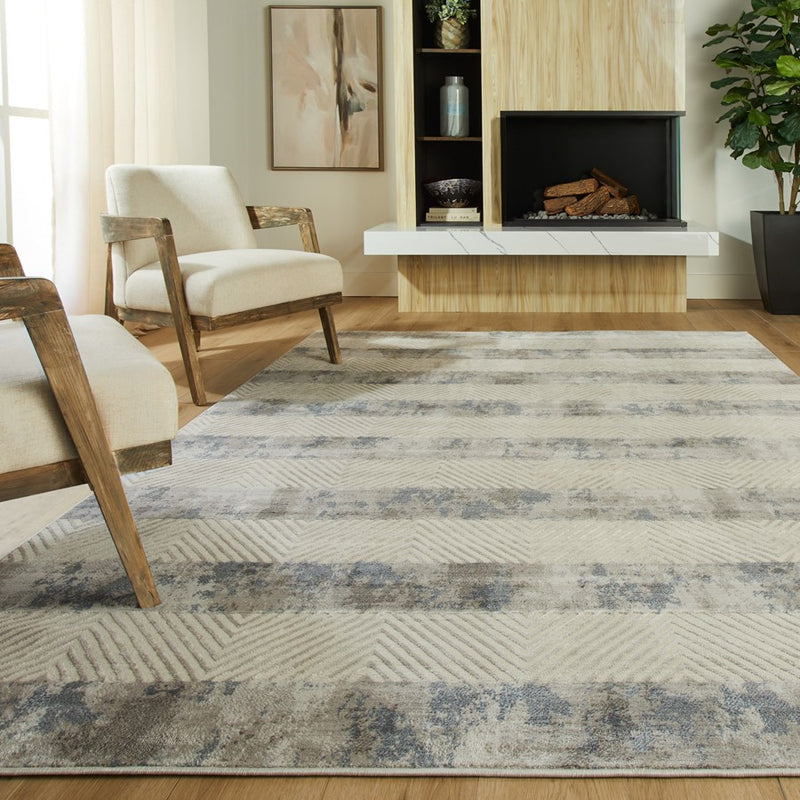 Lavin Rugs U5006 Betsi 2' x 3' Stripe Rug, Cream Grey/Mineral Tones