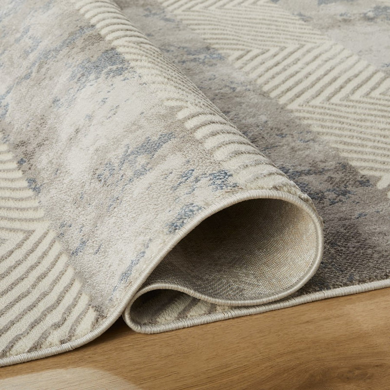 Lavin Rugs U5006 Betsi 2' x 3' Stripe Rug, Cream Grey/Mineral Tones