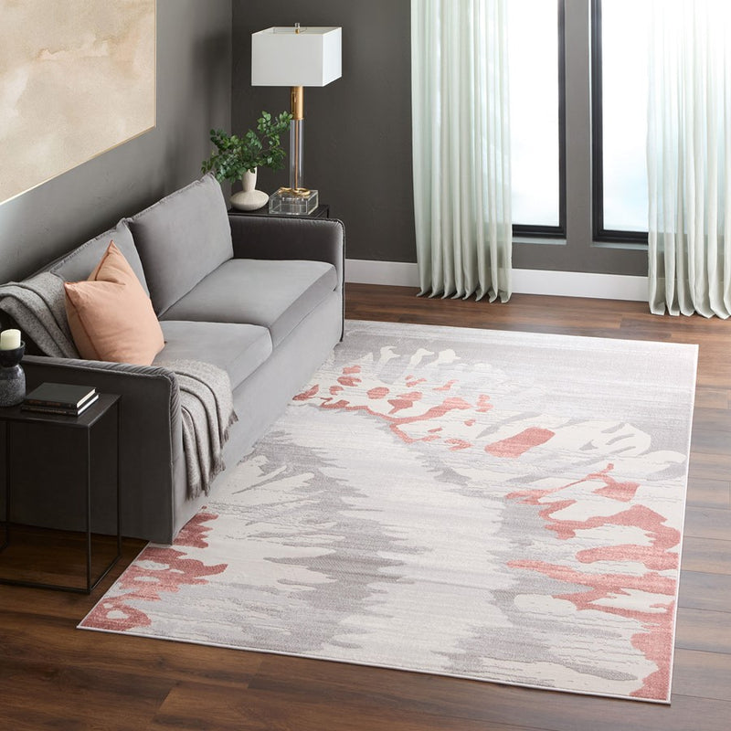 Lavin Rugs U5007 Betsi 2' x 3' Painterly Rug, Cream Grey Pink/Pink