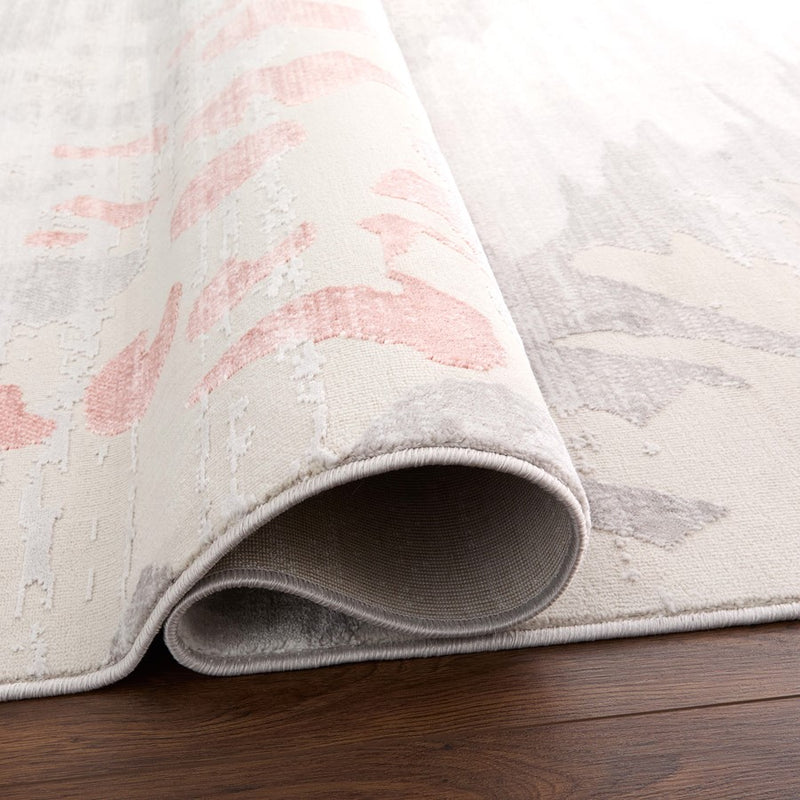 Lavin Rugs U5007 Betsi 2' x 3' Painterly Rug, Cream Grey Pink/Pink