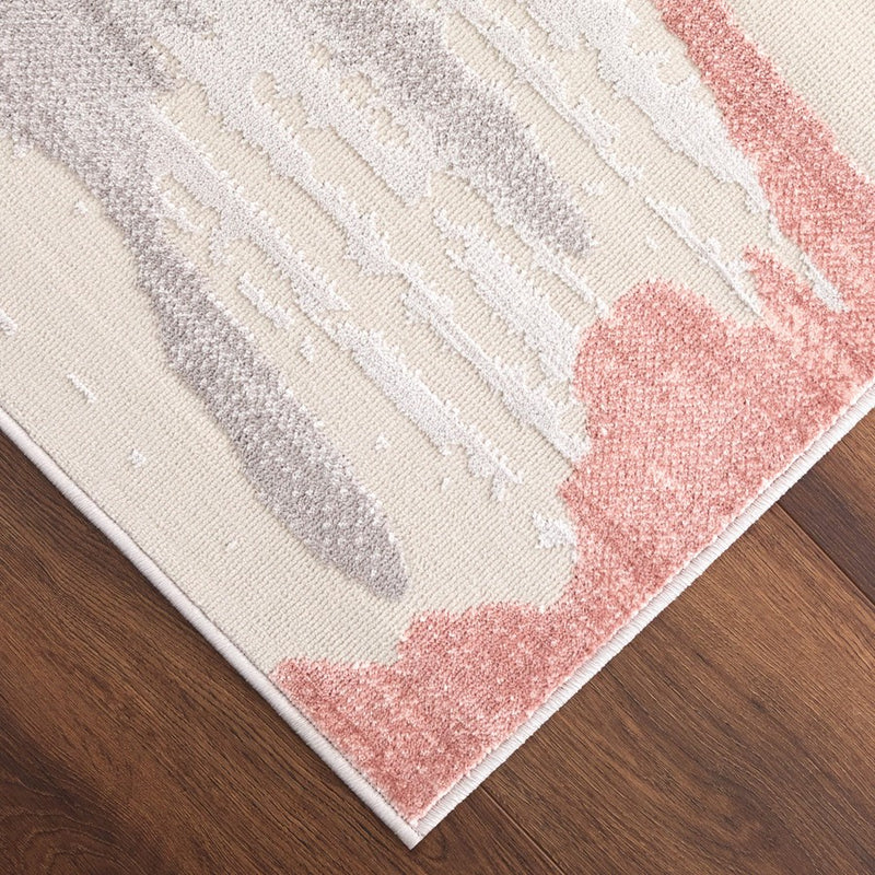 Lavin Rugs U5007 Betsi 2' x 3' Painterly Rug, Cream Grey Pink/Pink
