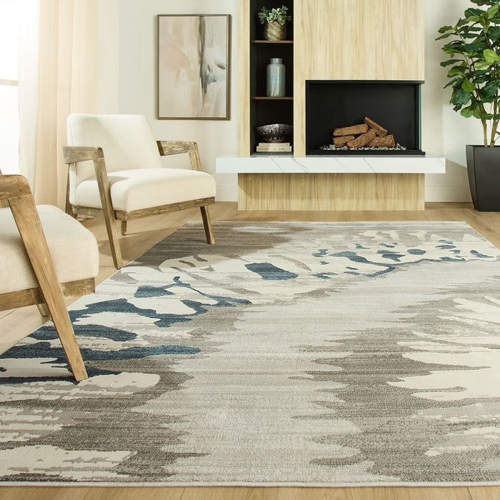 Lavin Rugs U5008 Betsi 5'3" x 7'6" Painterly Rug, Grey L.Blue/Blue