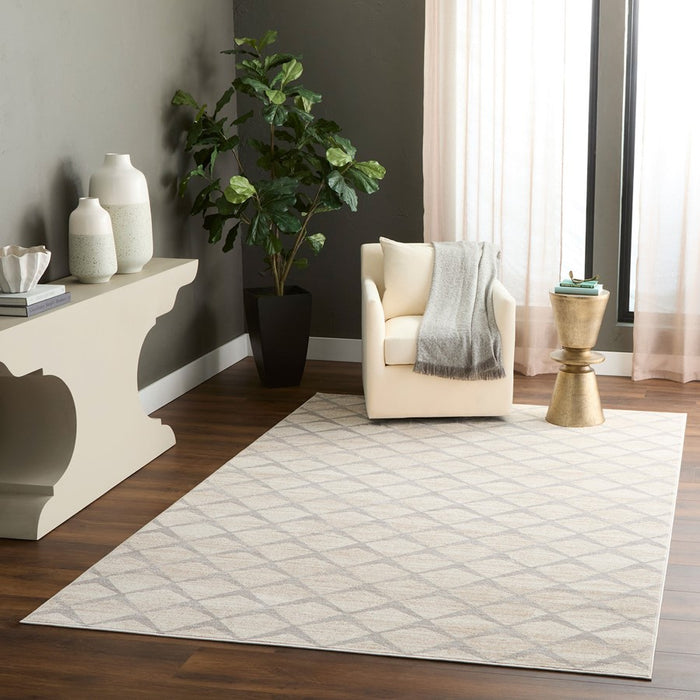 Lavin Rugs U5009 Betsi 5'3" x 7'6" Geo Rug, Cream Grey/Neutral