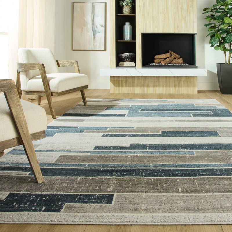 Lavin Rugs U5010 Betsi 2' x 3' Geometric Rug, Cream Light Blue/Blue