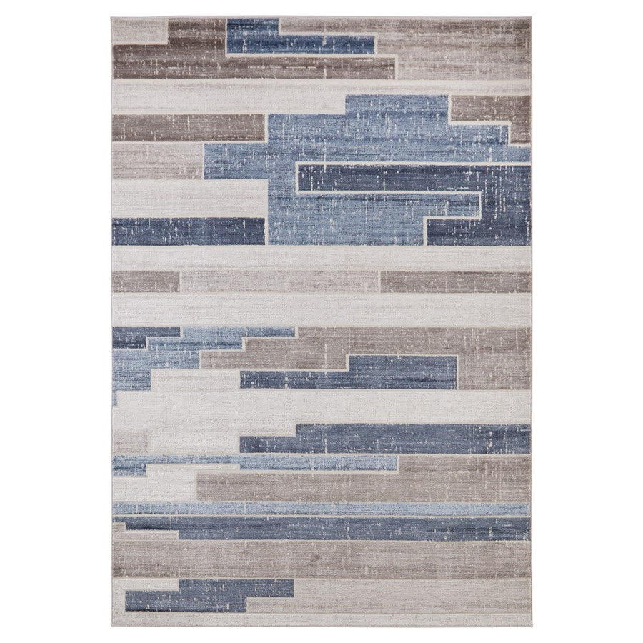Lavin Rugs U5010 Betsi 5'3" x 7'6" Geo Rug, Cream L.Blue/Blue - U5010-0507