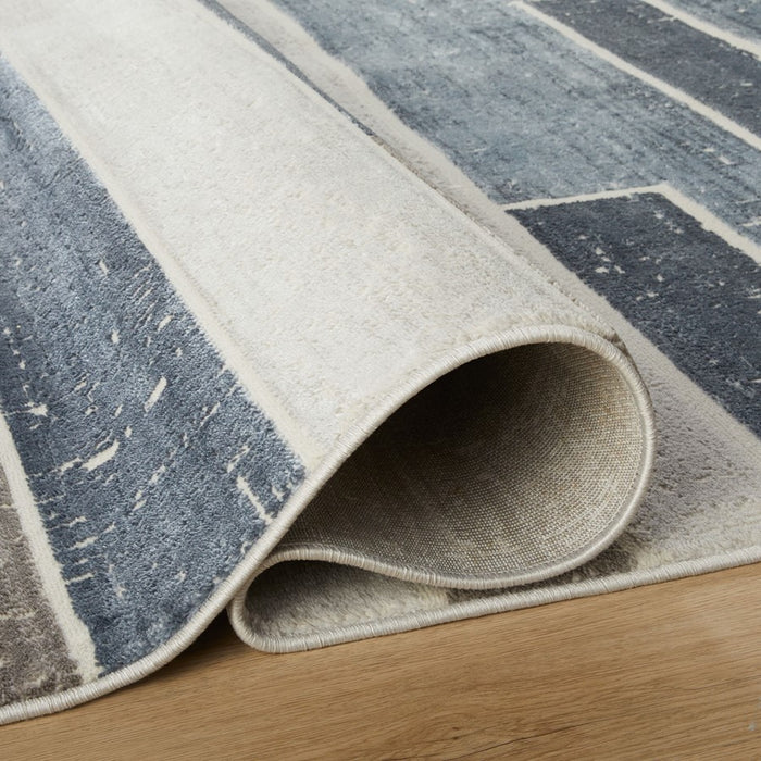 Lavin Rugs U5010 Betsi 6'7" x 9'6" Geo Rug, Cream L.Blue/Blue