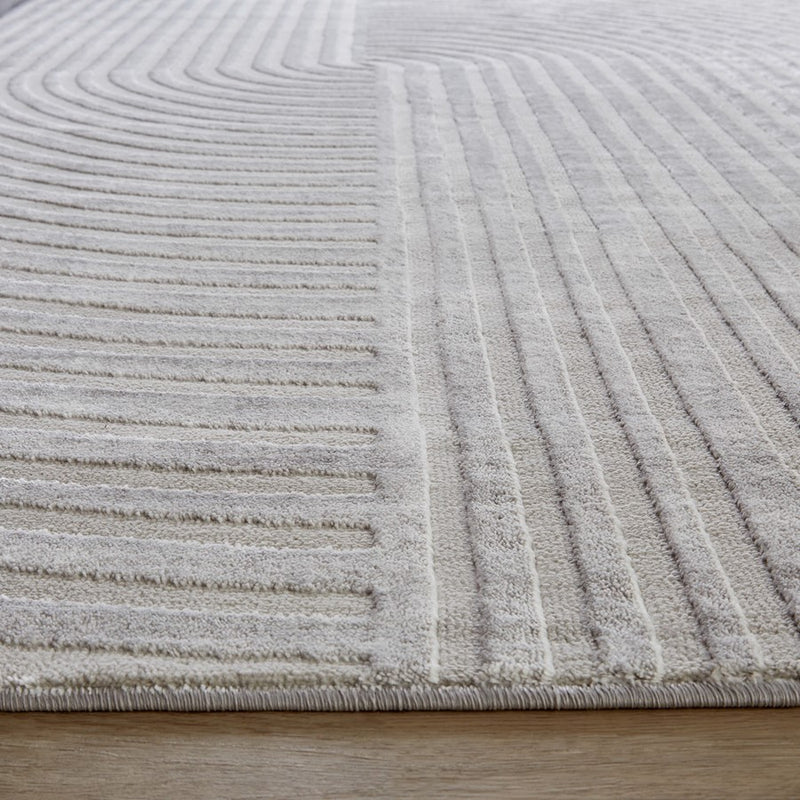 Lavin Rugs U5011 Betsi 2' x 3' Linear Geo Rug, Cream Grey/Neutral
