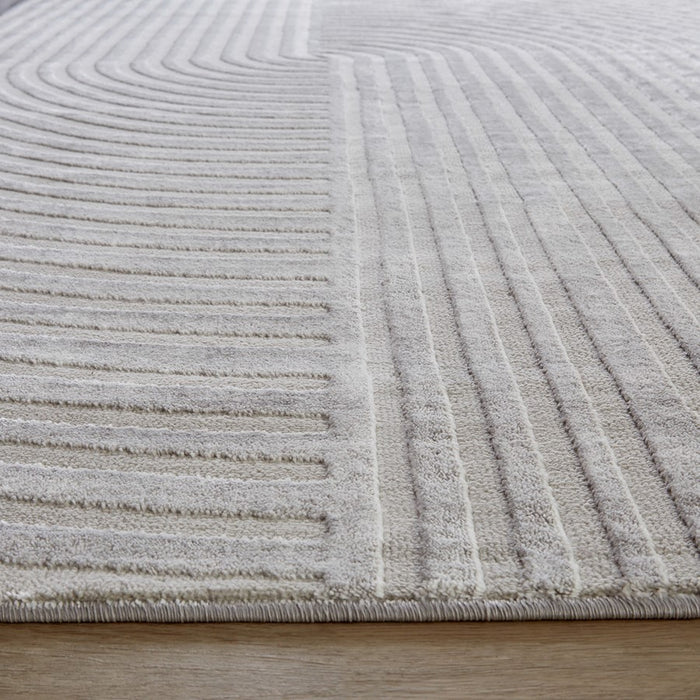 Lavin Rugs U5011 Betsi 6'7" x 9'6" Linear Geo Rug, Grey/Neutral