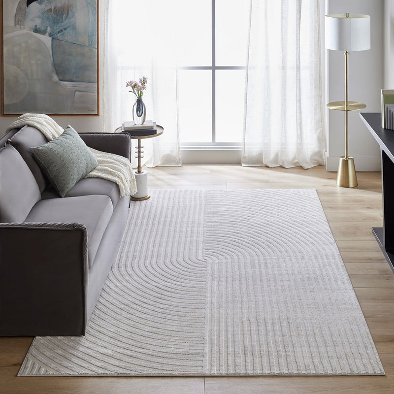 Lavin Rugs U5011 Betsi 9'10" x 13'2" Linear Geo Rug, Grey/Neutral
