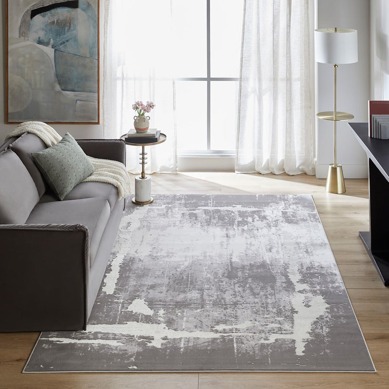 Lavin Rugs U5013 Jasmine 6'7" x 9'6" Painterly Rug, Grey Black/Grey