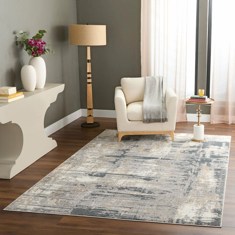 Lavin Rugs U5015 Jasmine 2' x 3' Painterly Rug, Grey Black/Grey