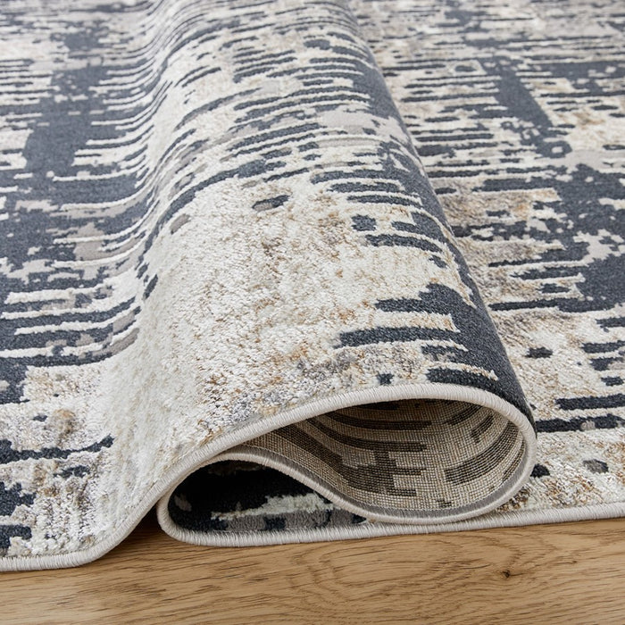 Lavin Rugs U5016 Jasmine 5'3" x 7'6" Painterly Rug, Grey Black/Grey