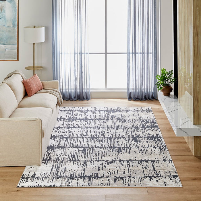 Lavin Rugs U5016 Jasmine 6'7" x 9'6" Painterly Rug, Grey Black/Grey