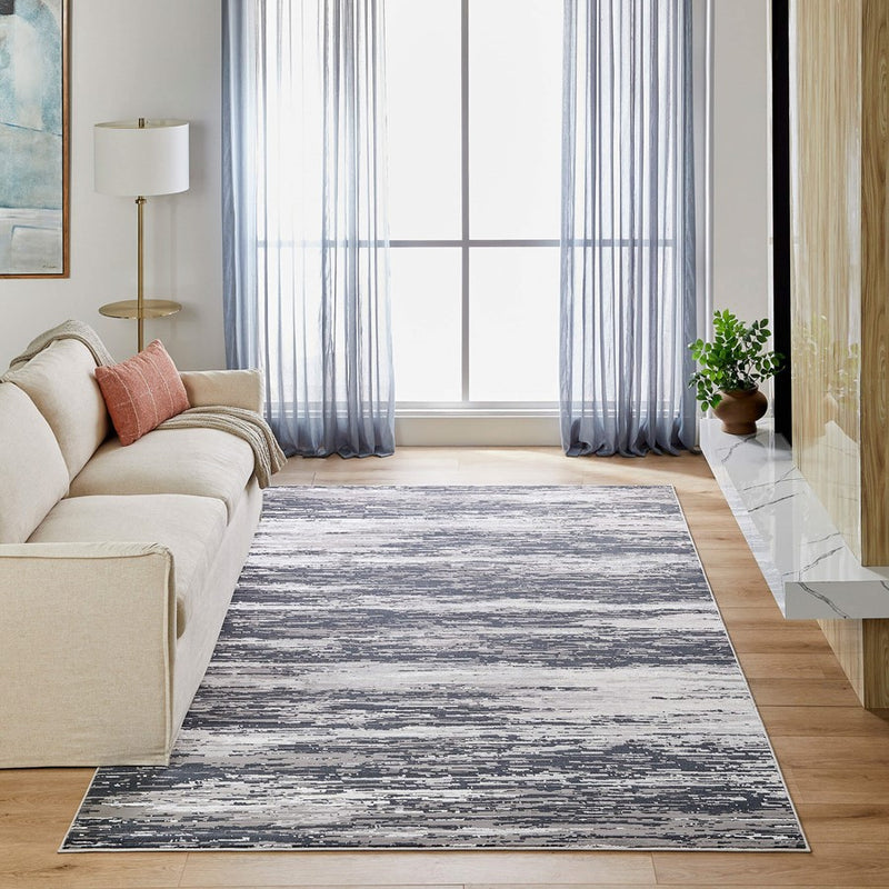 Lavin Rugs U5017 Jasmine 5'3" x 7'6" Painterly Rug, Grey Black/Grey
