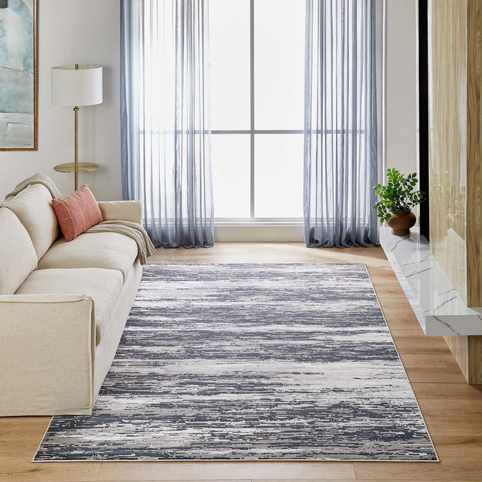 Lavin Rugs U5017 Jasmine 5'3" x 7'6" Painterly Rug, Grey Black/Grey