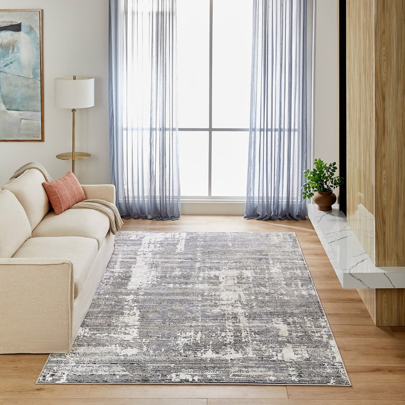 Lavin Rugs U5018 Jasmine 5'3" x 7'6" Painterly Rug, Grey Black/Grey