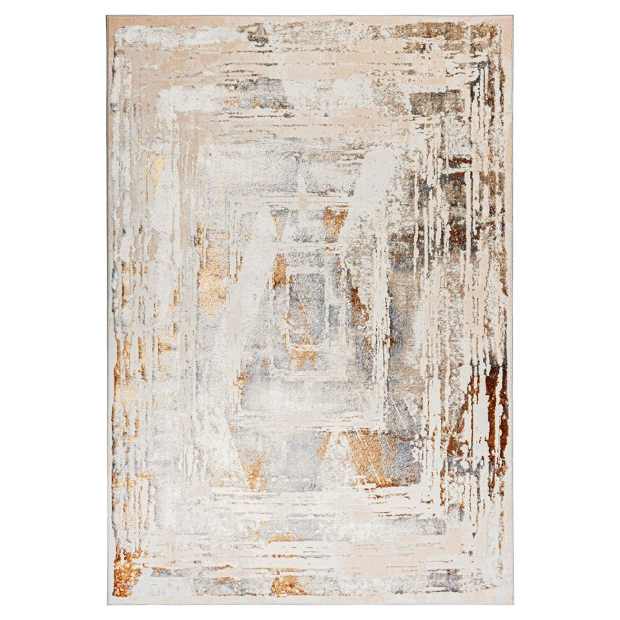 Lavin Rugs U5019 Melet 5'3" x 7'6" Geo Rug, Gold Grey/Mineral - U5019-0507