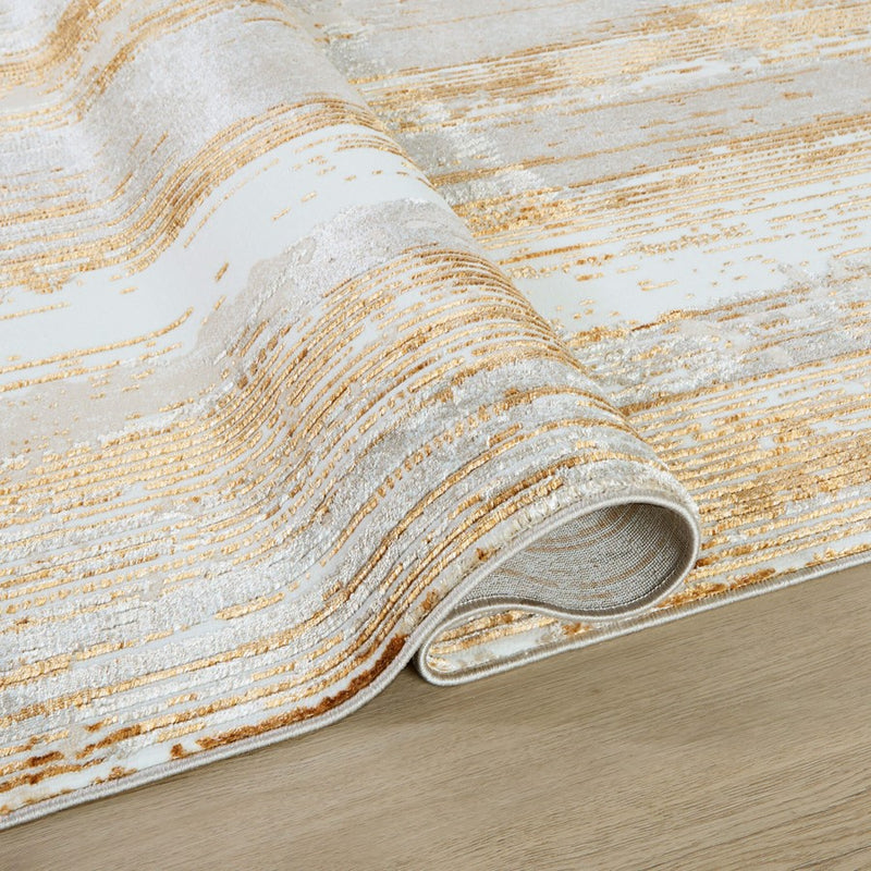 Lavin Rugs U5021 Melet 2' x 3' Linear Rug, Gold Grey/Gold