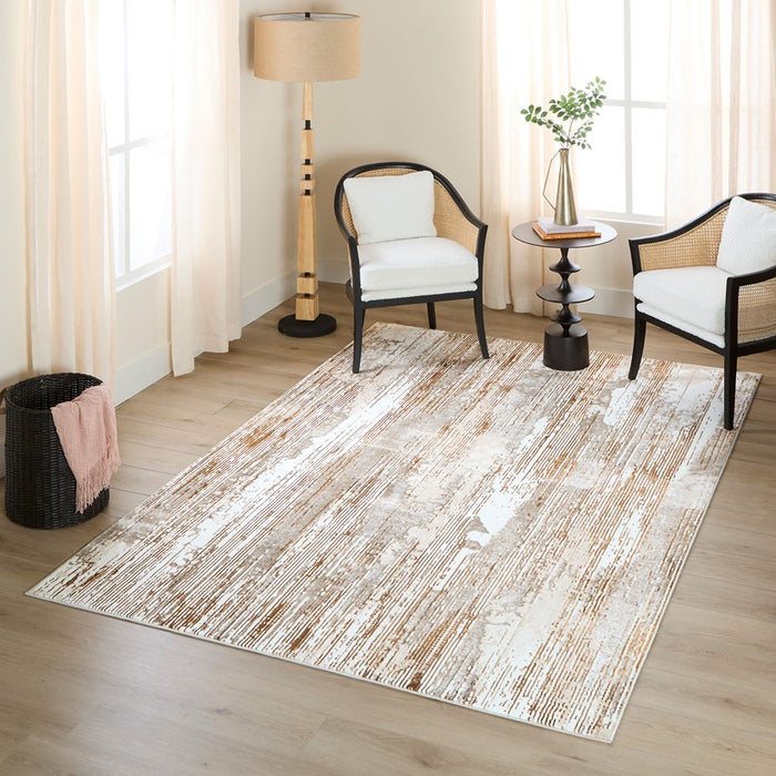 Lavin Rugs U5021 Melet 5'3" x 7'6" Linear Rug, Gold Grey/Gold