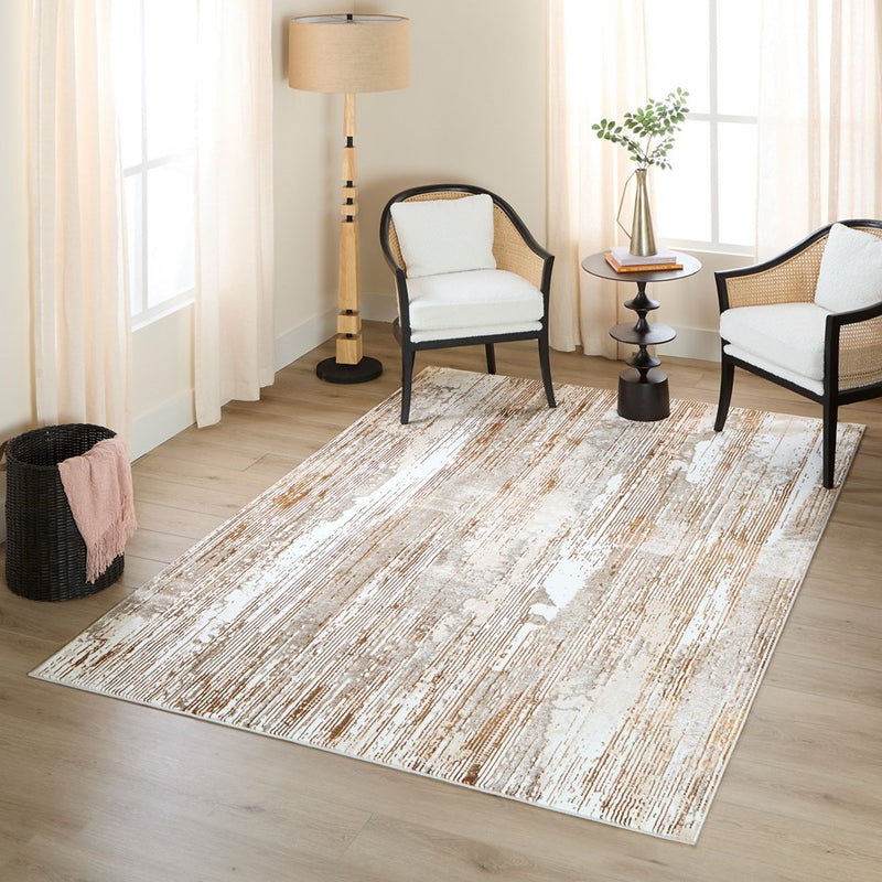 Lavin Rugs U5021 Melet 9'10" x 13'2" Linear Rug, Gold Grey/Gold