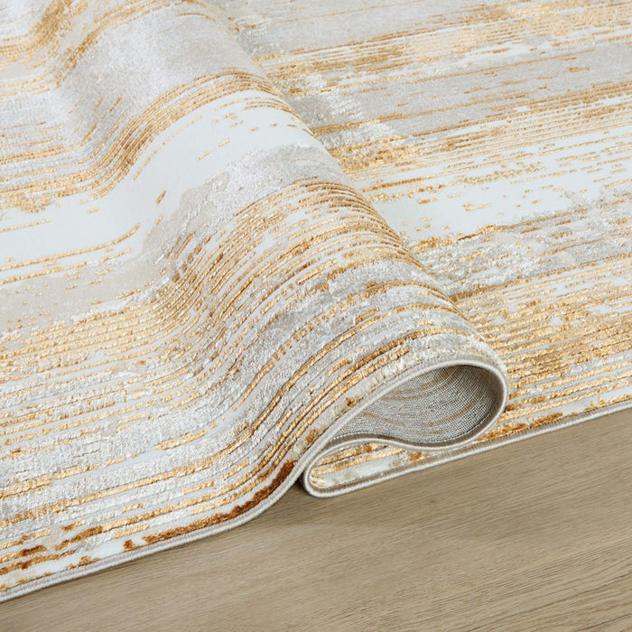 Lavin Rugs U5021 Melet 9'10" x 13'2" Linear Rug, Gold Grey/Gold