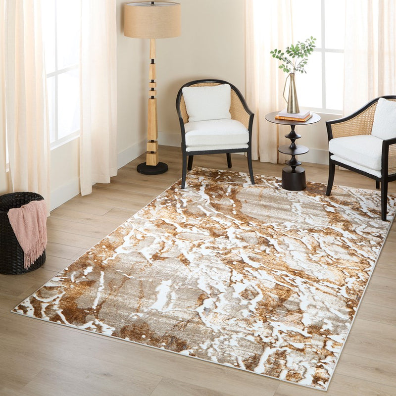 Lavin Rugs U5024 Melet 5'3" x 7'6" Marbled Rug, Gold Grey/Gold