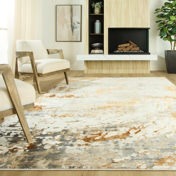 Lavin Rugs U5026 Melet 9'10" x 13'2" Painterly Rug, Gold Grey/Gold