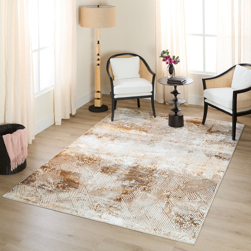 Lavin Rugs U5027 Melet 2' x 3' Weave Rug, Gold Grey/Gold