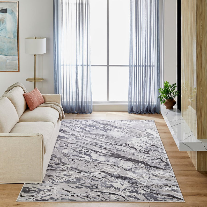 Lavin Rugs U5031 Samira 2' x 3' Marbled Rug, Grey Silver/Blue
