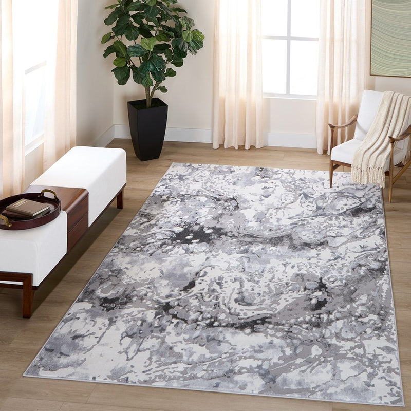 Lavin Rugs U5032 Samira 2' x 3' Marbled Rug, Grey Silver/Blue