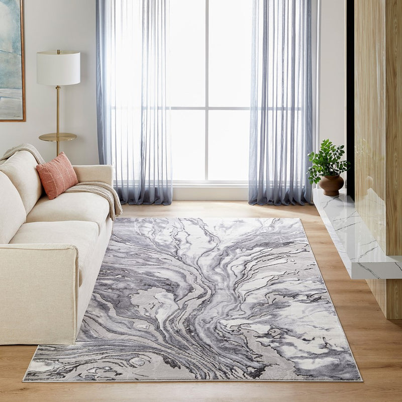 Lavin Rugs U5033 Samira 2' x 3' Marbled Rug, Grey Silver/Blue