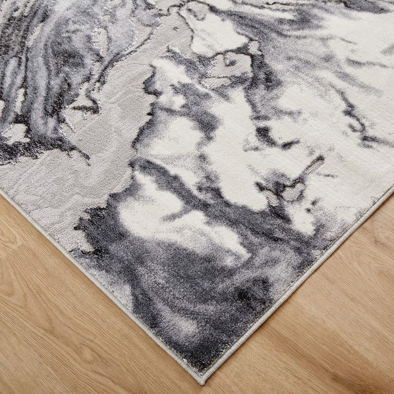 Lavin Rugs U5033 Samira 5'3" x 7'6" Marbled Rug, Grey Silver/Blue