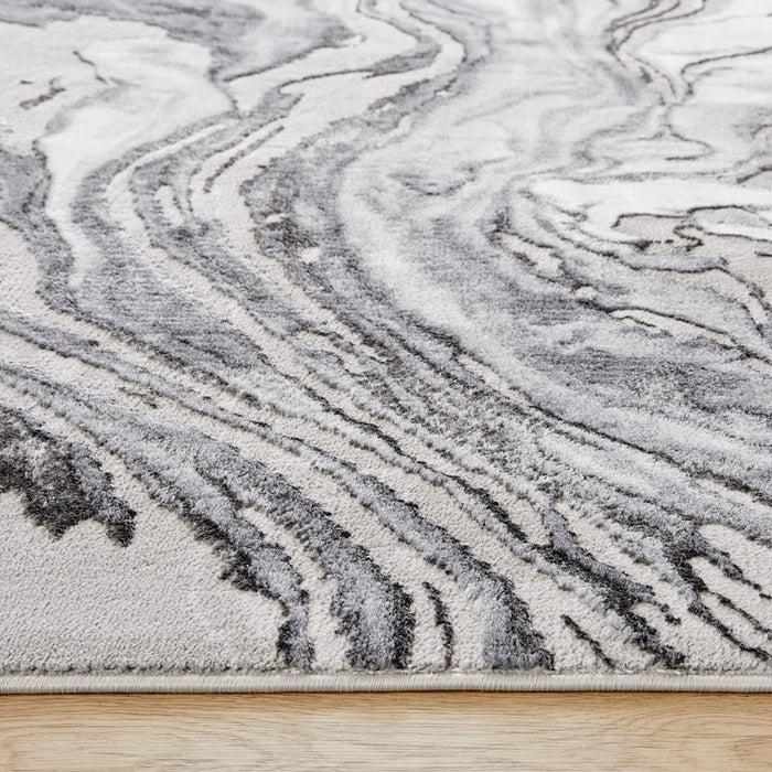 Lavin Rugs U5033 Samira 7'10" x 10'10" Marble Rug, Silver/Blue