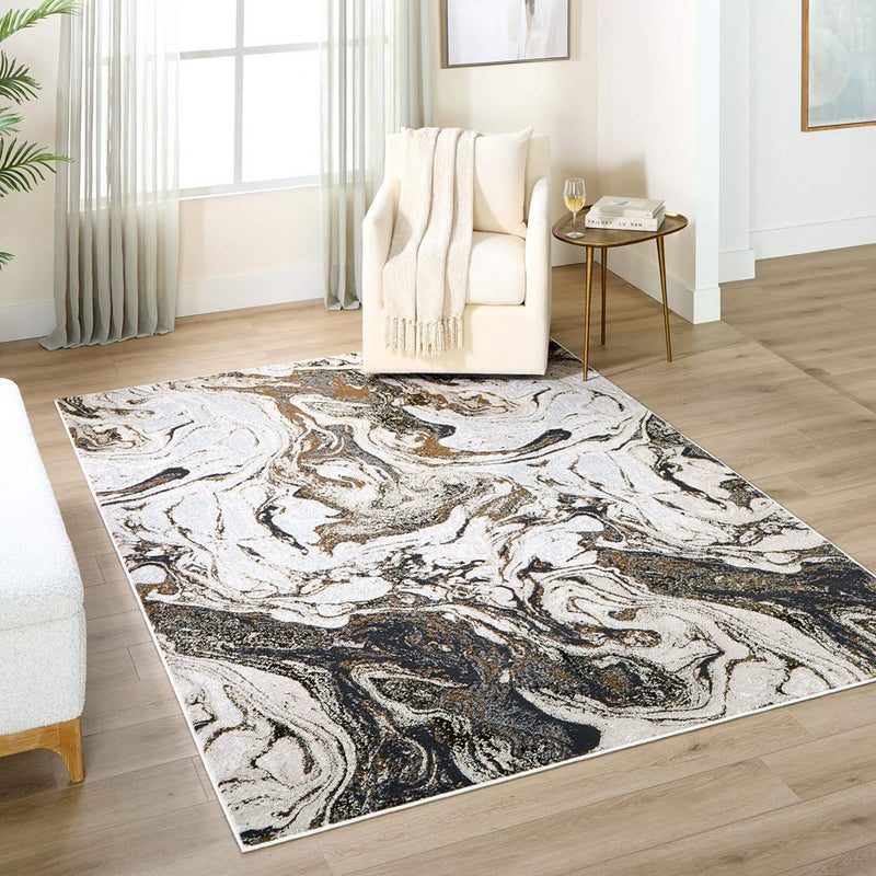 Lavin Rugs U6001 Artema 7'10" x 10'10" Marble Rug, Gold Silver/Gold