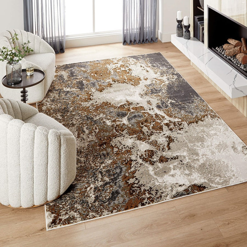 Lavin Rugs U6005 Artema 5'3" x 7'6" Marbled Rug, Gold Taupe/Gold