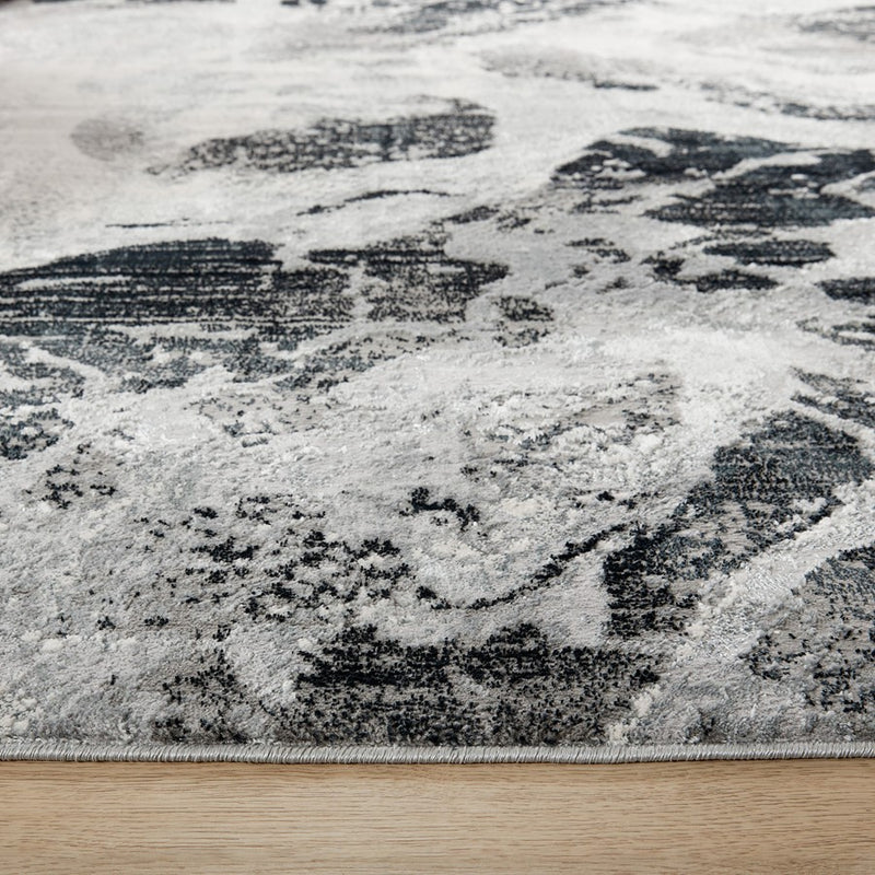 Lavin Rugs U6006 Artema 2' x 3' Marble Rug, Silver/Black/White