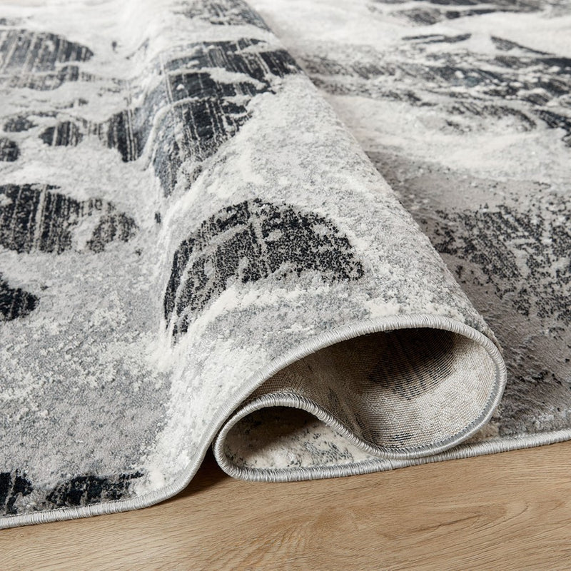 Lavin Rugs U6006 Artema 2' x 3' Marble Rug, Silver/Black/White
