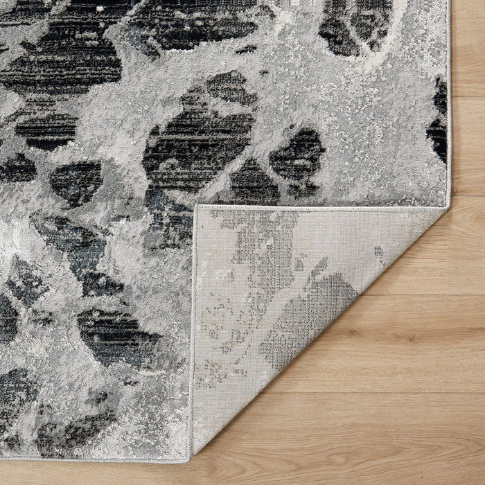 Lavin Rugs U6006 Artema 9'10"x13'2" Marble Rug, Silver/Black/White