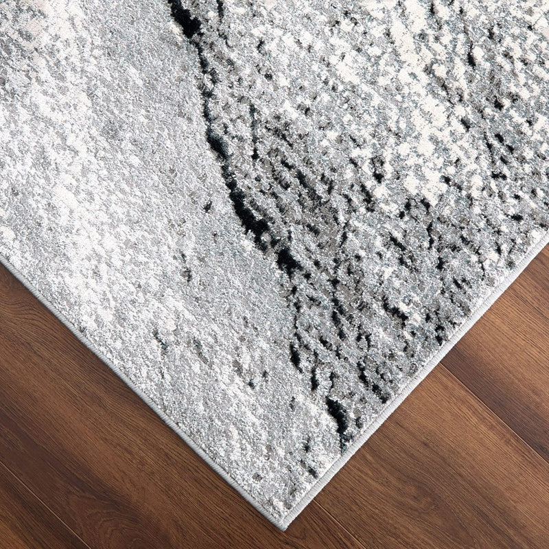 Lavin Rugs U6007 Artema 2'8" x 7'10" Marble Runner, Silver/Grey