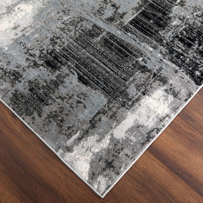 Lavin Rugs U6008 Artema 2'8" x 7'10" Painterly Runner, Silver/Grey