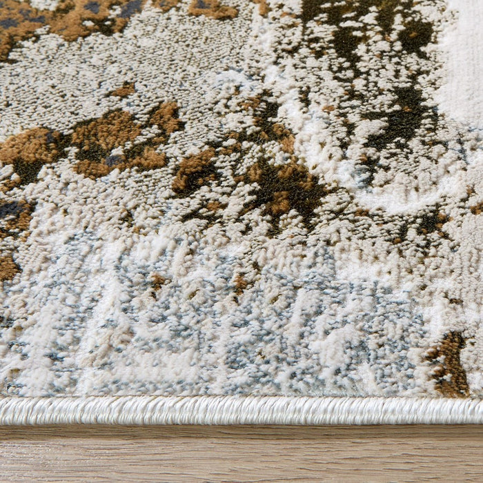 Lavin Rugs U6009 Artema 2'8" x 7'10" Painterly Runner, Taupe/Gold