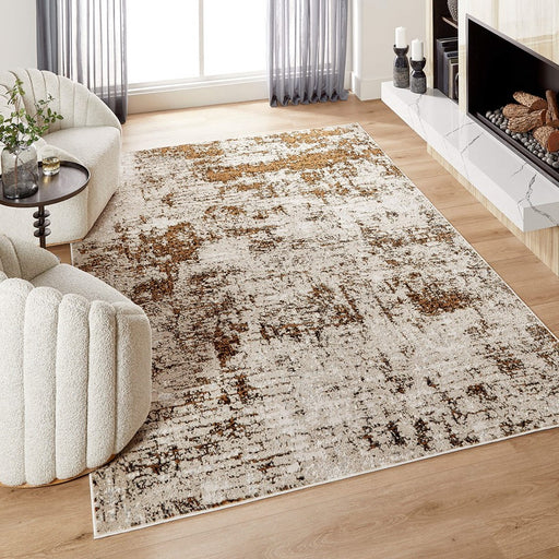 Lavin Rugs U6010 Artema 2'8" x 7'10" Painterly Runner, Taupe/Gold